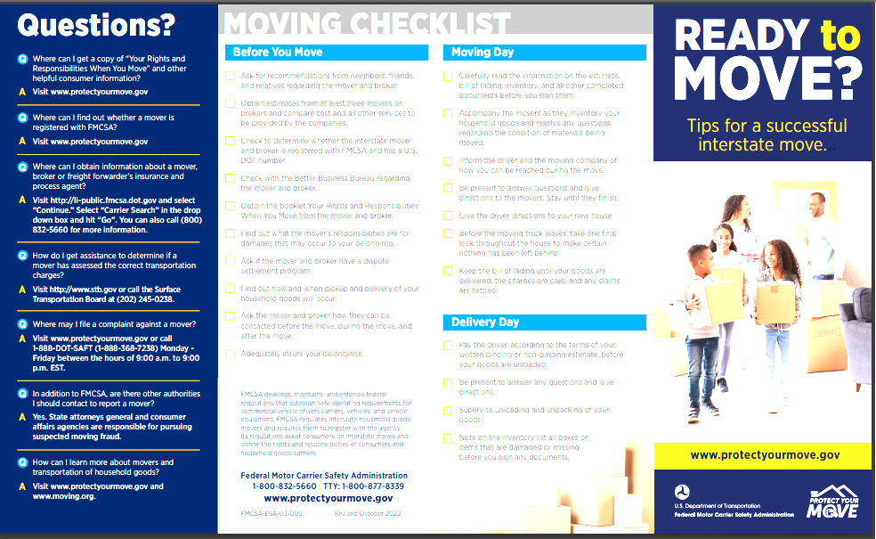 Cover of the FMCSA brochure Ready to Move?